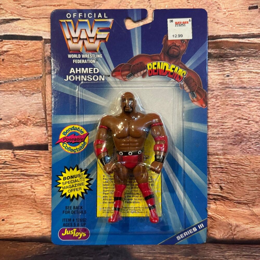 Justoys Ahmed Johnson WWF Bend-Ems Series III Action Figure 5" Poseable